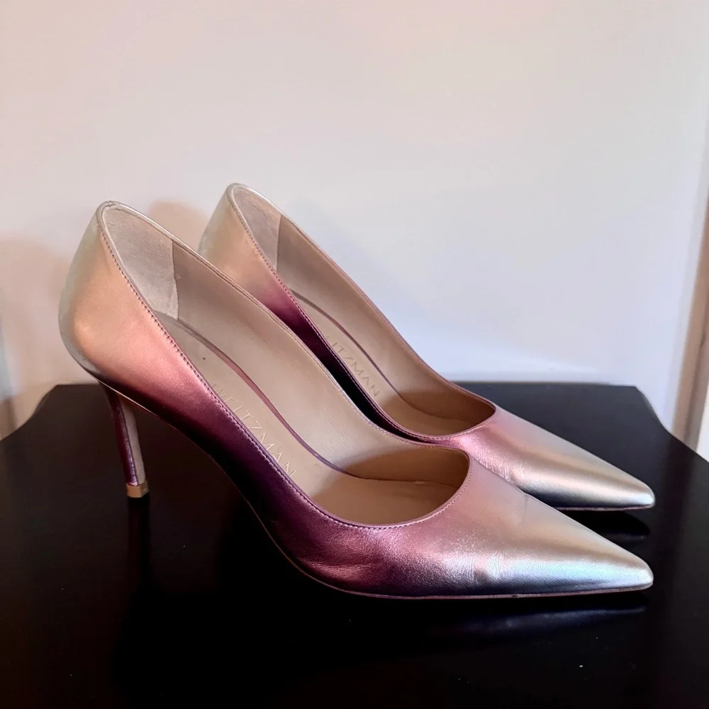 Stuart Weitzman Stiletto Pumps (Metallic Gradient - pink/silver) - Picture 2 of 6